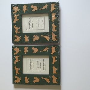 Fine Hardwoods collection 2 wooden animal 3.5 x 5 photo picture frame green